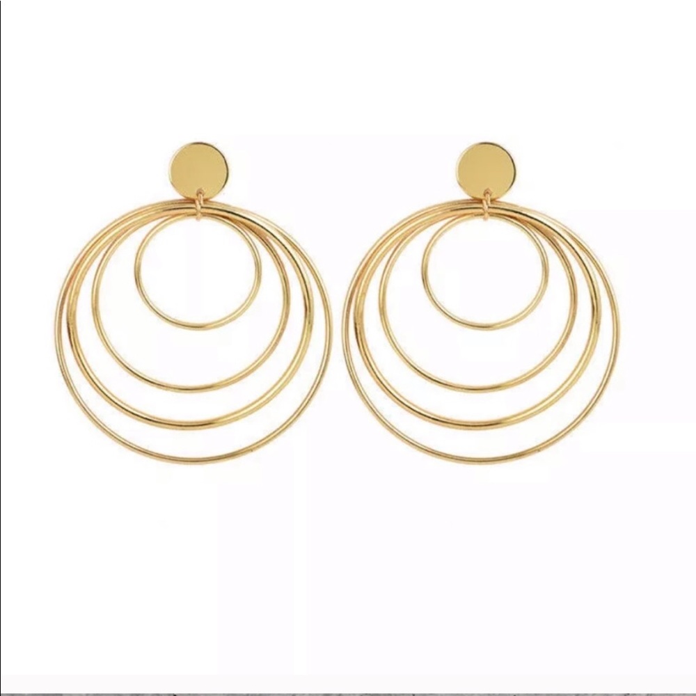 Anthropologie oversized Gold hoop earrings posts - Picture 2 of 4